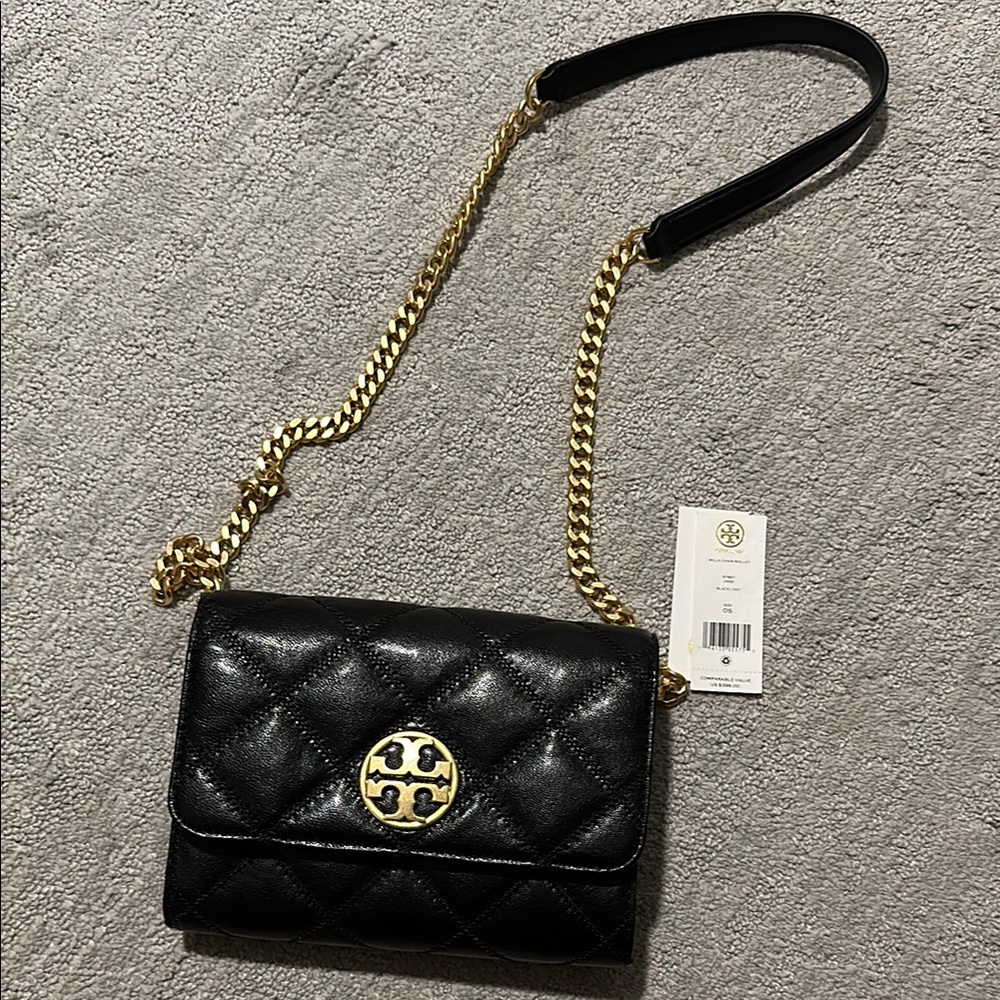 Tory Burch Black Quilted Leather Crossbody Bag